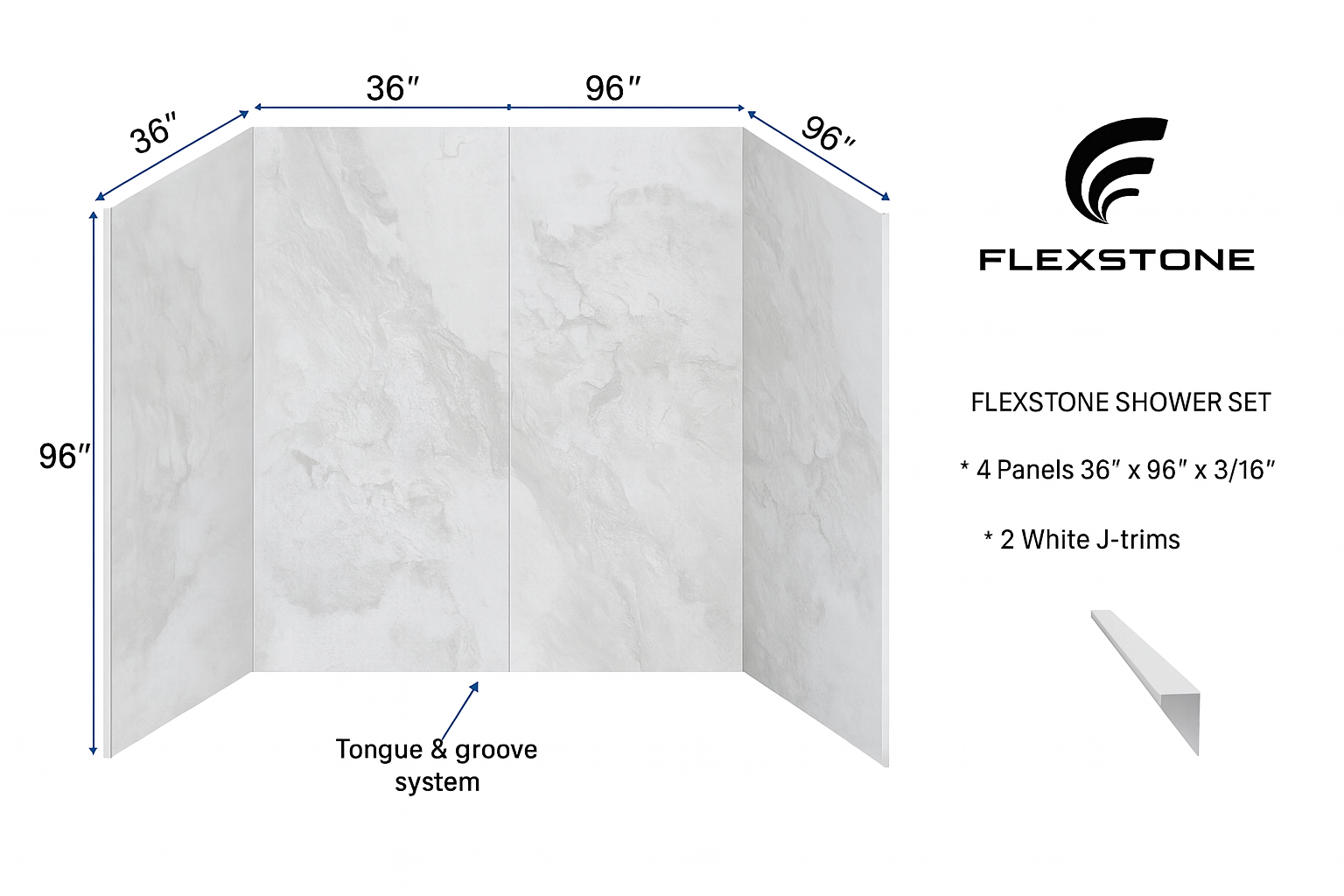 Flexstone Shower Set - Andorra Ice