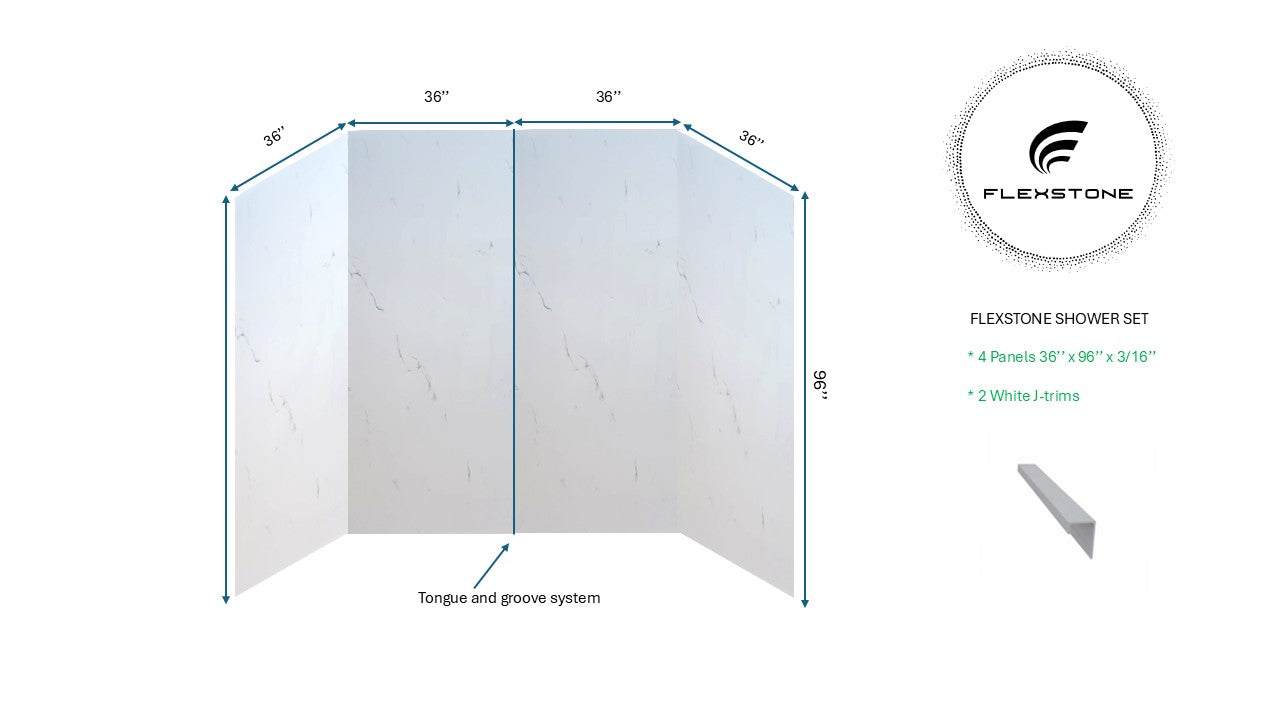 Flexstone Shower Set - Bianco Milano