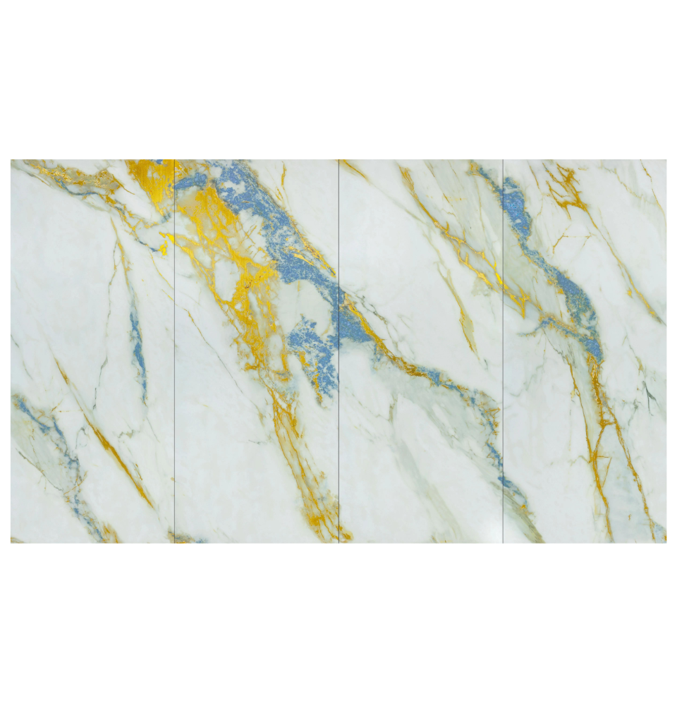 Azure Gold continuous pattern wall panels interlocking system luxury feature wall design

Flexstone Azure Gold book match wall panel blue and gold marble effect interior wall

Azure Gold PVC wall panel seamless book match design high gloss luxury wall

Azure Gold feature wall panels A+B+C+D commercial luxury wall installation

Blue and gold marble look PVC wall panels book match seamless wall design