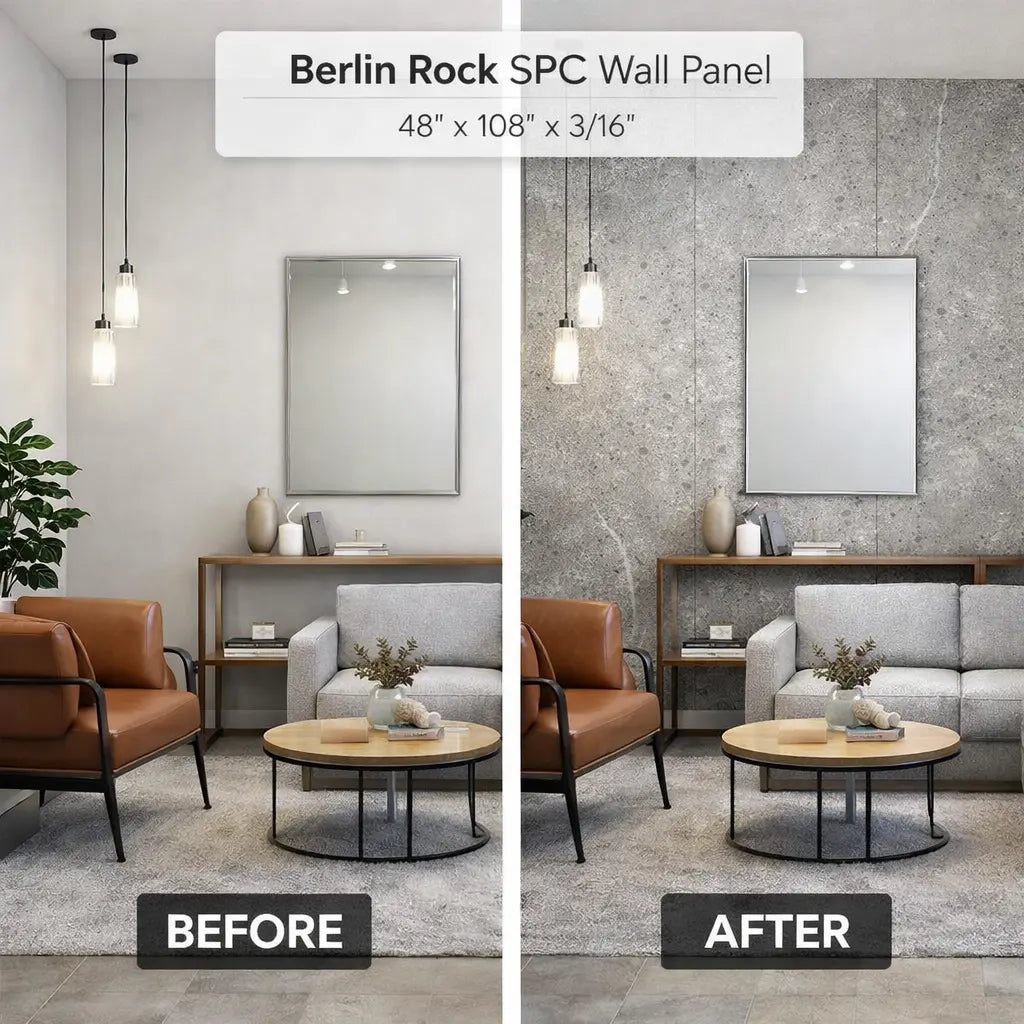 Berlin Rock SPC wall panel 4x9 stone look interior wall

Flexstone Berlin Rock waterproof SPC wall panel

Berlin Rock SPC panel bathroom and feature wall

Stone powder composite wall panel Berlin Rock

Berlin Rock interior wall panel modern stone finish