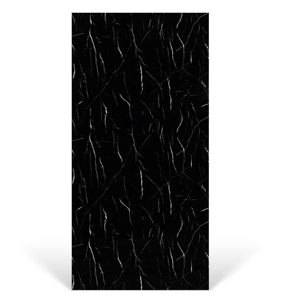 Black Mirage UV marble sheet PVC wall panel 48x96 dark feature wall

Flexstone Black Mirage wall panel black marble look interior

Black marble look PVC wall panel modern interior wall

UV marble sheet Black Mirage straight edge wall panel

Black Mirage wall panel luxury dark interior design