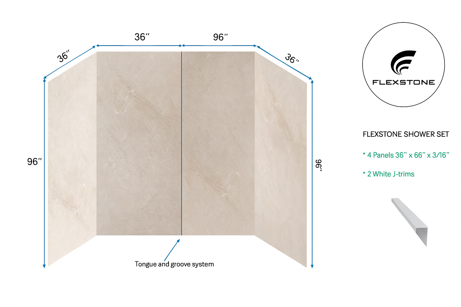 Flexstone Shower Set - Oslo Stone