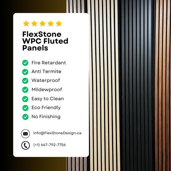 Flexstone Inc. | WPC Fluted Panels | Walnut Color