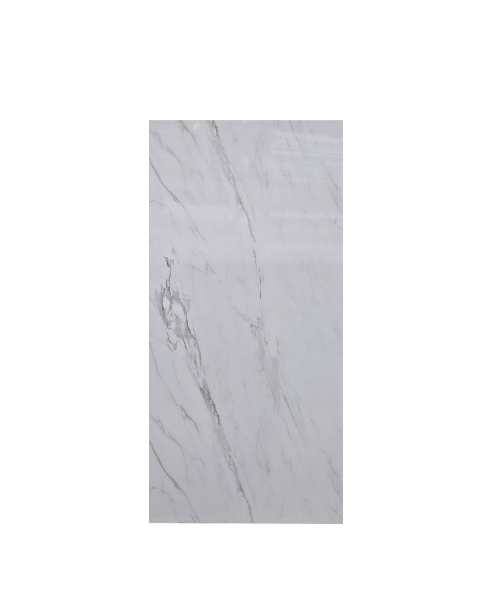 Riviera Marble SPC waterproof wall panel featuring a white European marble design with soft grey veining and a high-gloss finish.