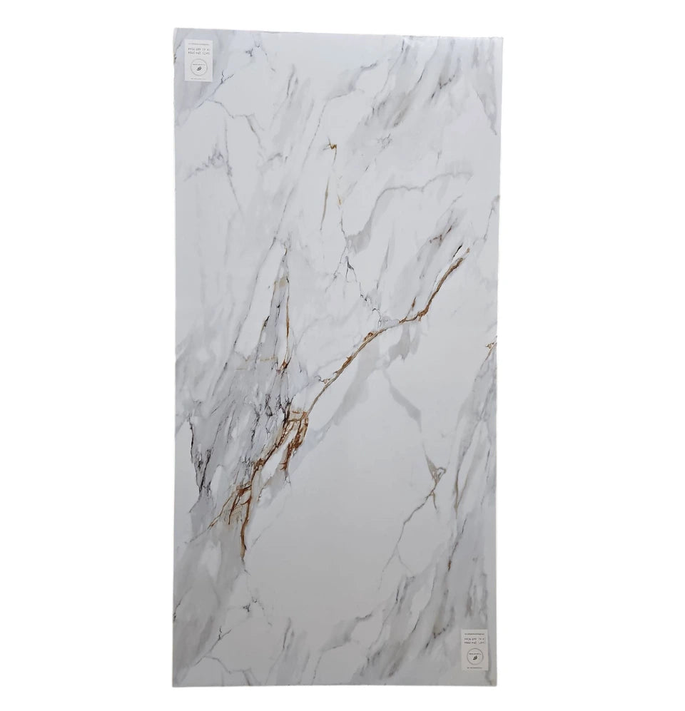 Volterra Eclipse UV marble sheet light grey and gold wall panel

Flexstone Volterra Eclipse wall panel grey stone with gold veining

Volterra Eclipse PVC wall panel modern luxury interior

UV marble sheet Volterra Eclipse straight edge wall panel

Grey and gold marble look wall panel feature wall design